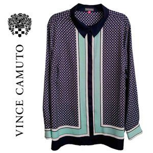 VINCE CAMUTO ~ NWOT ~ Downtown Oasis Geo Print Blouse 3X